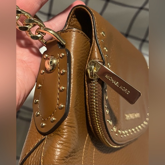 Michael Kors Brown Leather Gold Studded Purse - Picture 11 of 11